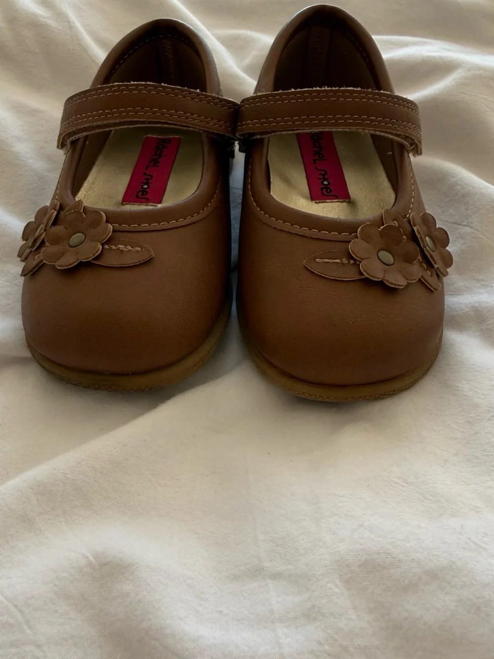 Rachel Shoes Flower Mary Jane Flats Cognac Brown Toddler Size 7M
